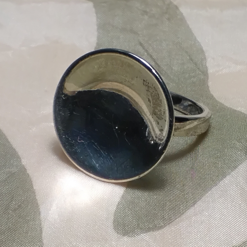 925 Silver India Concave Ring Sz 9-1/2